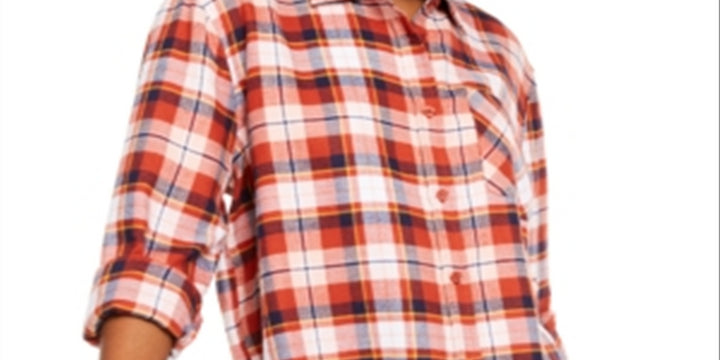 Ultra Flirt Juniors' Plaid Flannel Shirt Red Ochre Size S