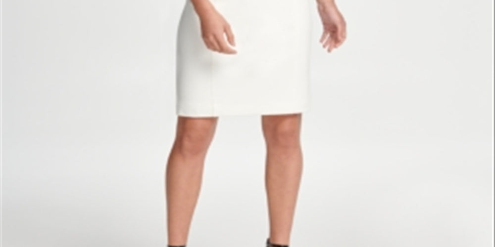 DKNY Women's Bell Sleeve Above the Knee Sheath Dress White Size 12