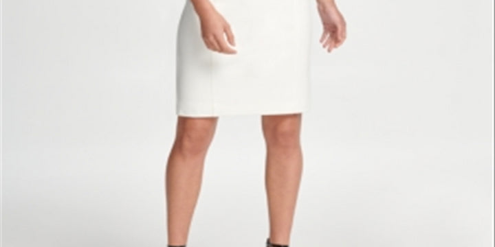 DKNY Women's Bell Sleeve Above the Knee Sheath Dress White Size 12