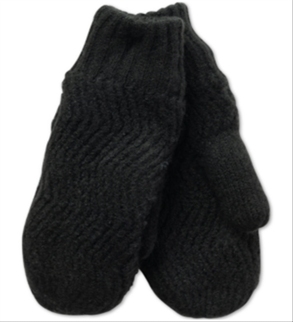 INC International Concepts Women's Chevron Knit Mittens Black One Size