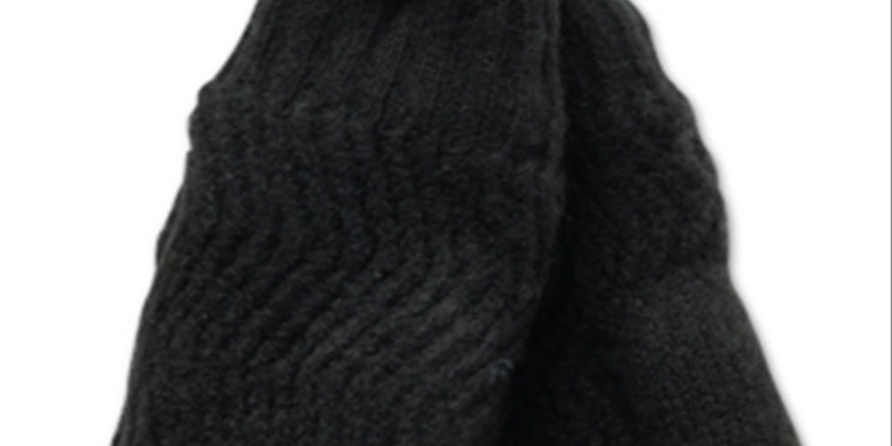 INC International Concepts Women's Chevron Knit Mittens Black One Size