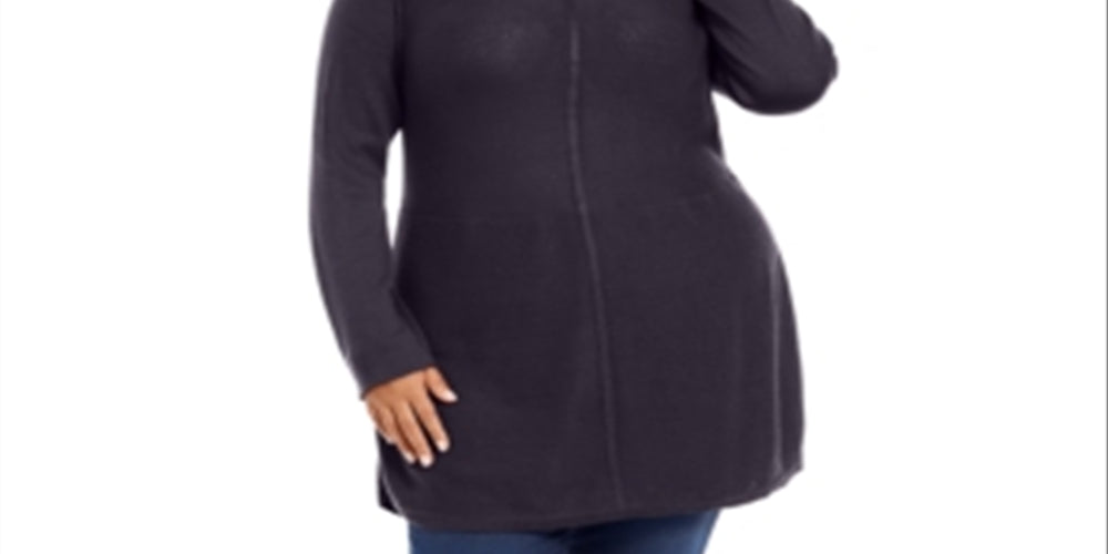 Style & Co Women's Plus Seam Front Tunic Sweater Black Size 3X