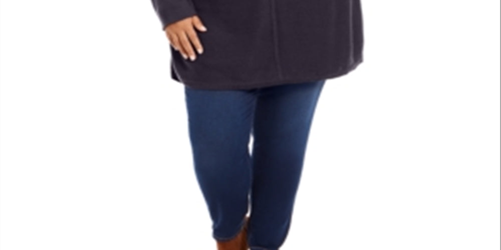 Style & Co Women's Plus Seam Front Tunic Sweater Black Size 3X