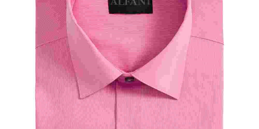 Alfani Men's Pinstripe Point Collar Classic Fit Dress Shirt Pink Size 17.5X32X33