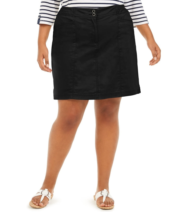 Karen Scott Women's Knit Waistband Skort Black Size Petite Small