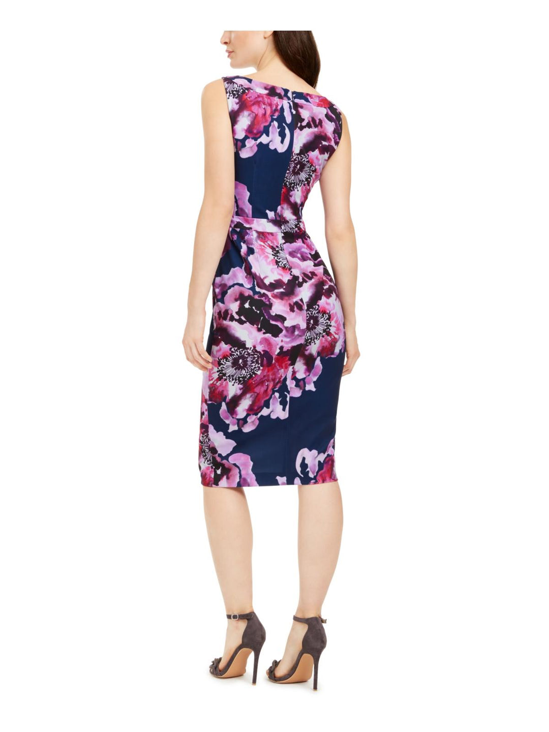 Trina Turk Women's Floral Print Sheath Dress Navy/Purple Size 4