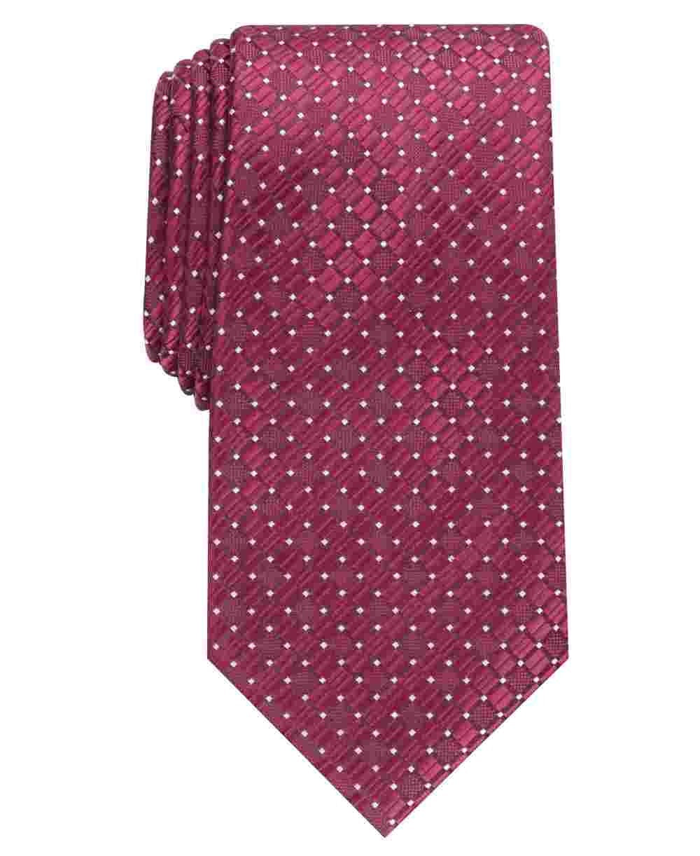 Perry Ellis Men's Red Geometric Slim Neck Tie Red Size Regular