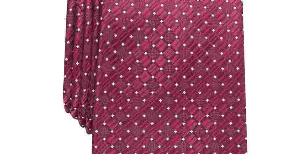 Perry Ellis Men's Red Geometric Slim Neck Tie Red Size Regular