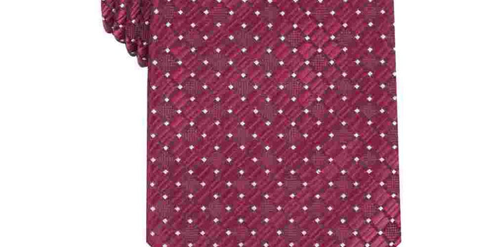 Perry Ellis Men's Red Geometric Slim Neck Tie Red Size Regular