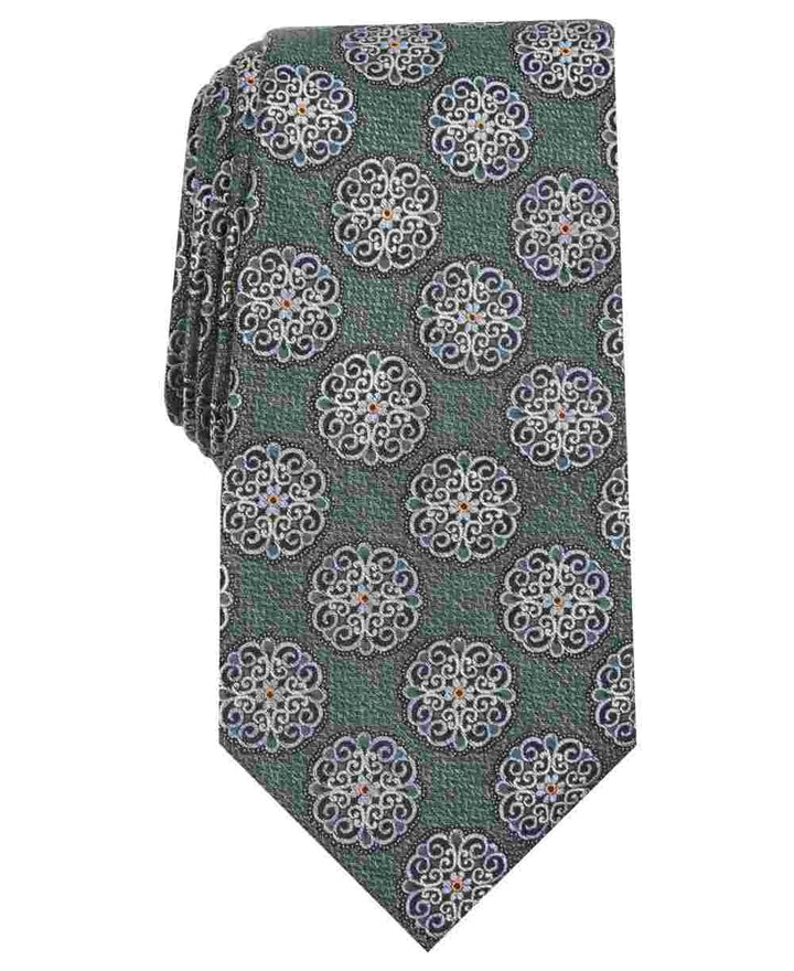 Tasso Elba Men's Classic Medallion Tie Green Size Regular