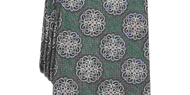 Tasso Elba Men's Classic Medallion Tie Green Size Regular