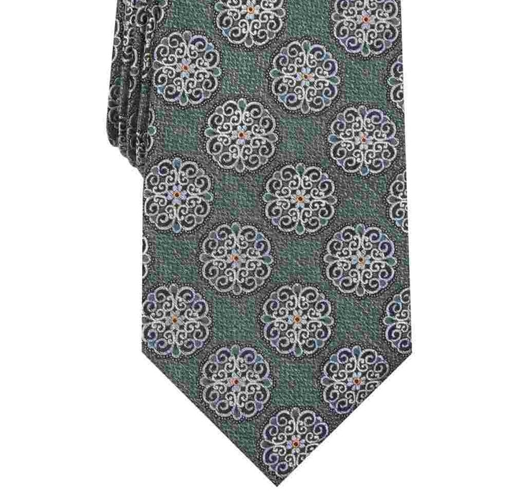 Tasso Elba Men's Classic Medallion Tie Green Size Regular