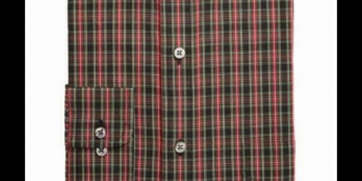 Club Room Men's Classic Regular Fit Stretch Wrinkle Resistant Tartan Dress Shirt Red Size 17