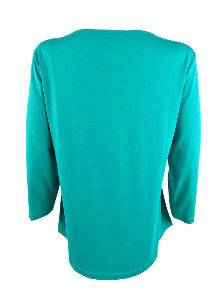 Karen Scott Women's Three Quarter-Sleeve Cutout Top Green Size Small