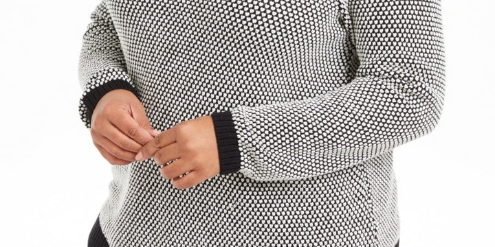 Charter Club Women's Button Trim Contrast Accent Sweater Black Size 4X