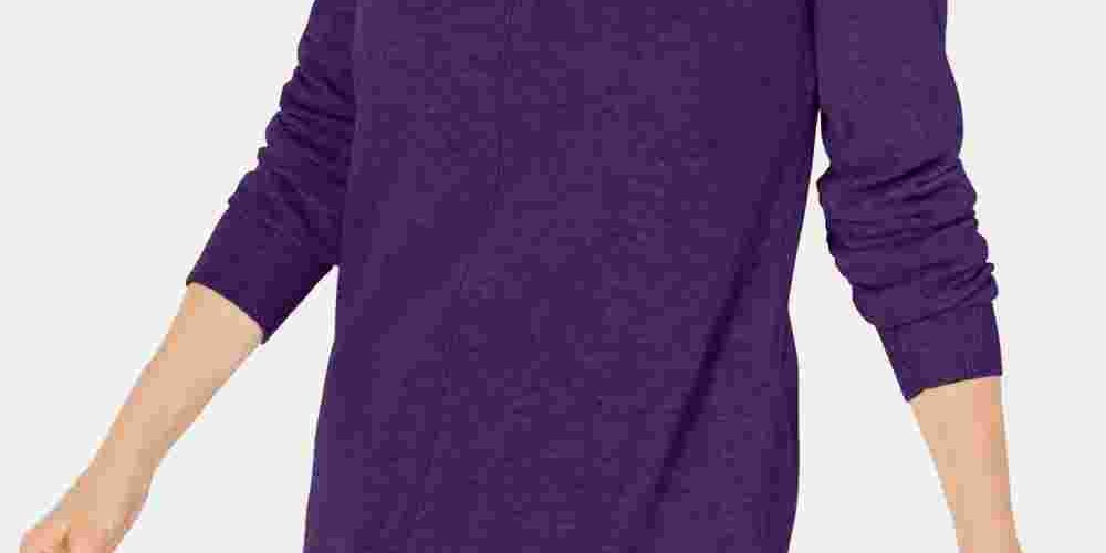 Karen Scott Women's Crewneck Long-Sleeve Sweater Purple Size X-Small