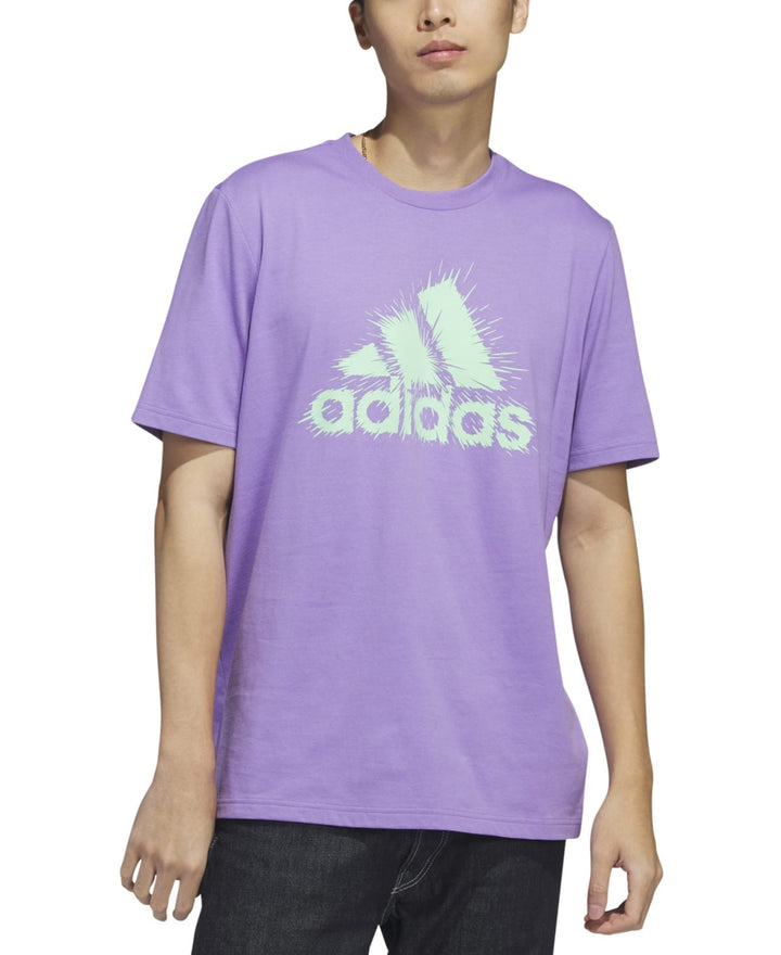 adidas Men's Short Sleeve Logo Graphic T-Shirt Purple Size XX-Large