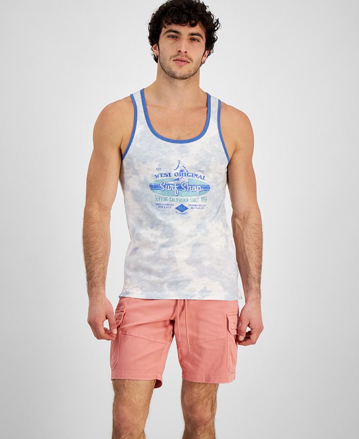 Sun + Stone Men's Surf Shop Regular Fit Graphic Tank Blue  Size Small