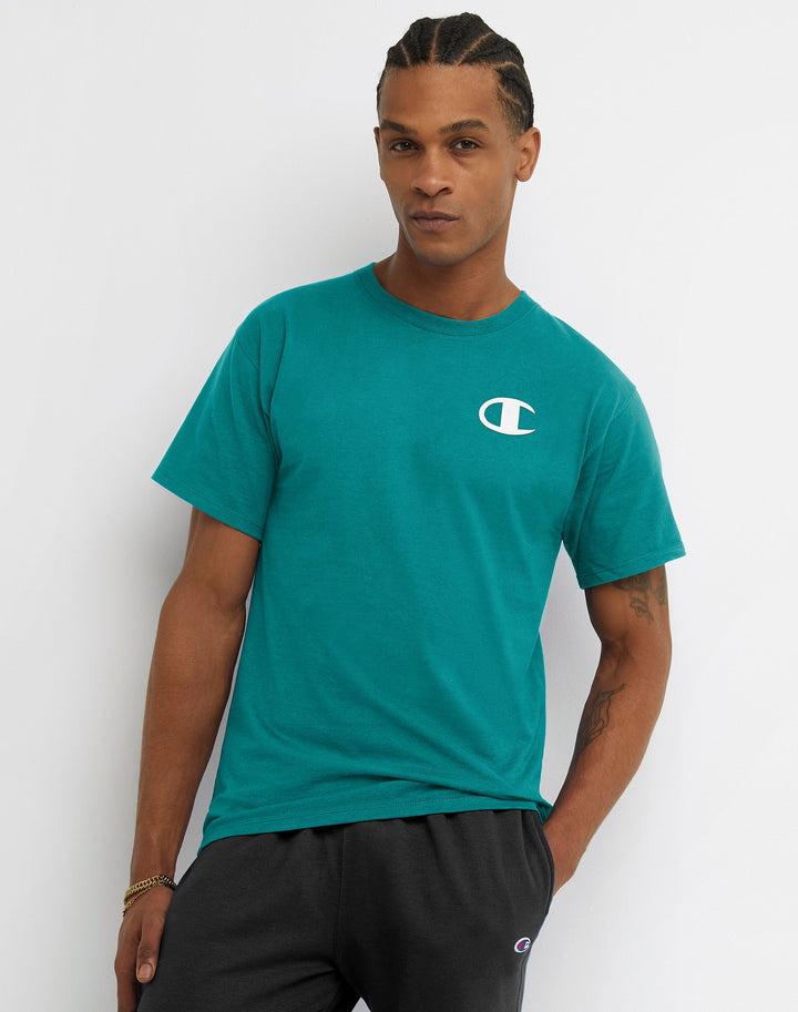 Champion Men's Classic Graphic Tee Green Size Small