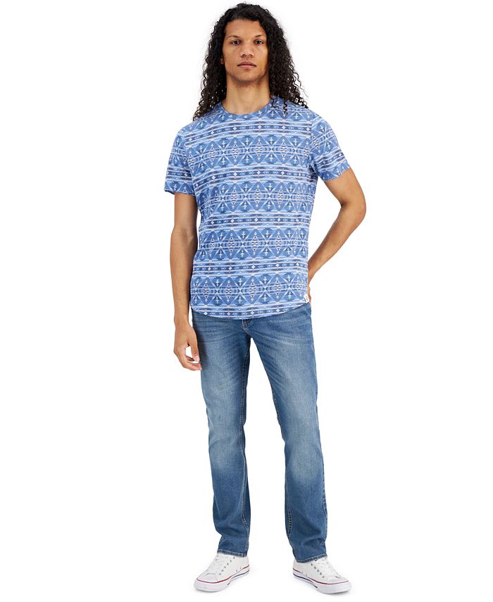 Sun + Stone Men's Regular Fit Geo Print T Shirt Blue  Size Medium