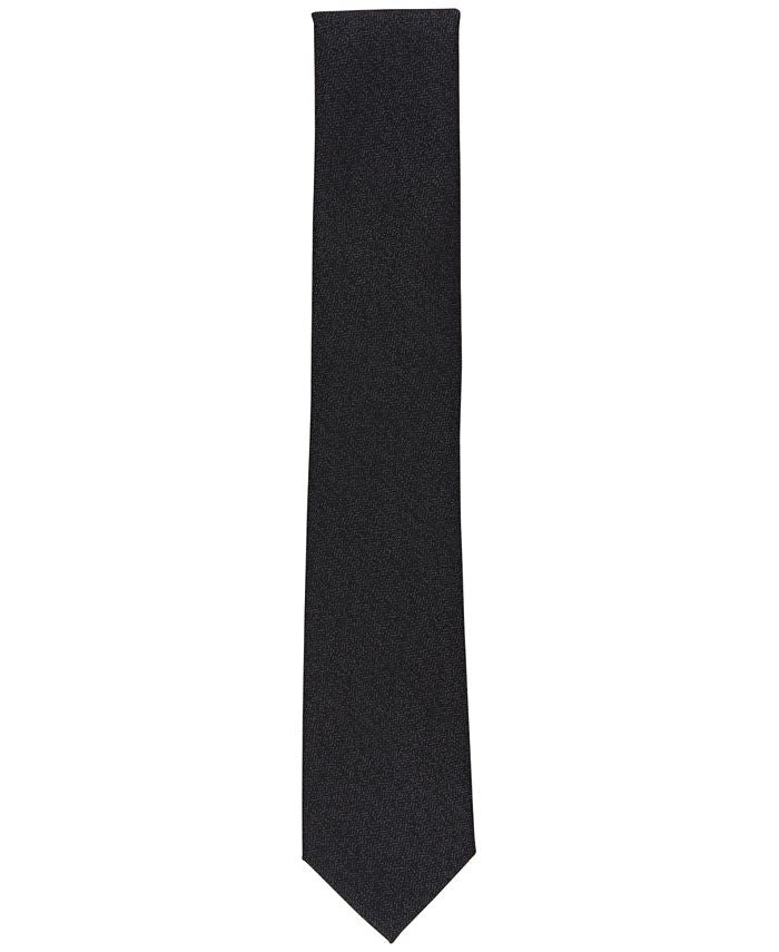 Alfani Men's Slim Herringbone Tie Black Size Regular