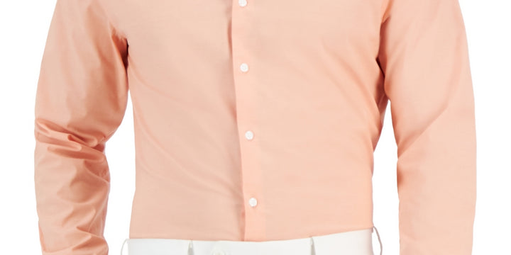 Bar III Men's Slim Fit Chambray Dress Shirt Orange Size Medium