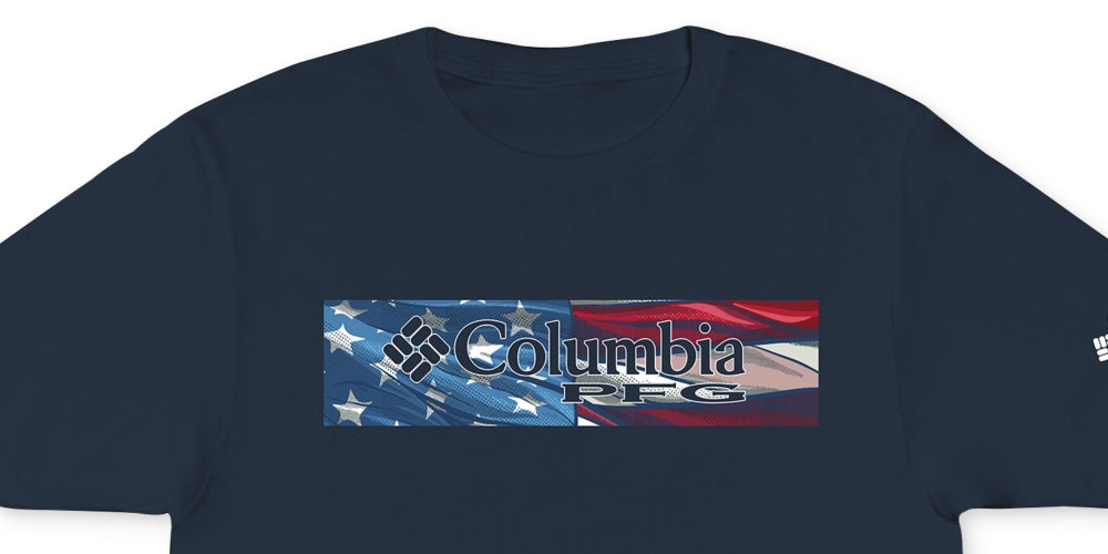 Columbia Men's Americana Logo Print T Shirt Blue Size Small