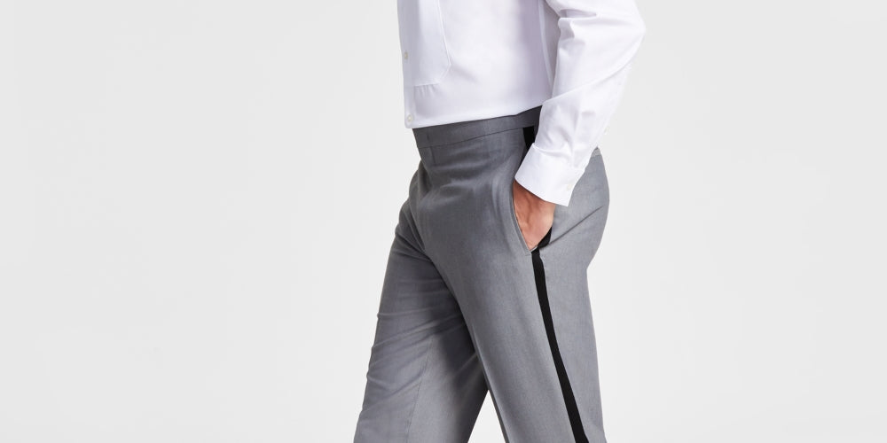 Alfani Men's Slim Fit Stretch Tuxedo Pants Gray Size 32X34