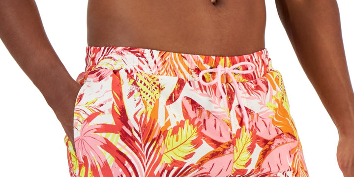 Club Room Men's Tropical Leaves Swim Trunks Pink  Size XX-Large