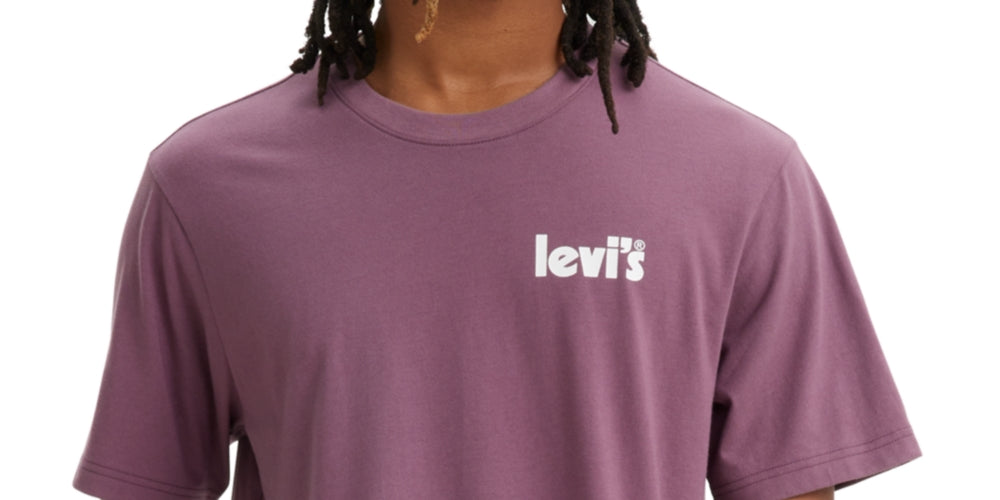 Levi's Men's Relaxe Fit Short Sleeve Logo T-Shirt Purple Size Small