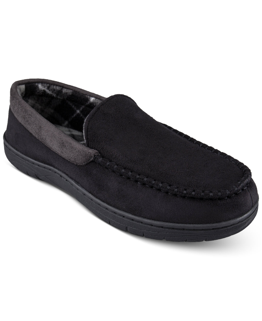 Haggar Men's Microsuede Fleece-Lined Venetian Slippers Black Size X-Large