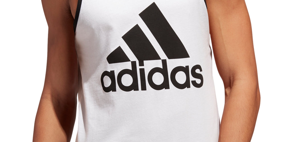 adidas Men's Badge Of Sport Logo Graphic Tank White Size Small