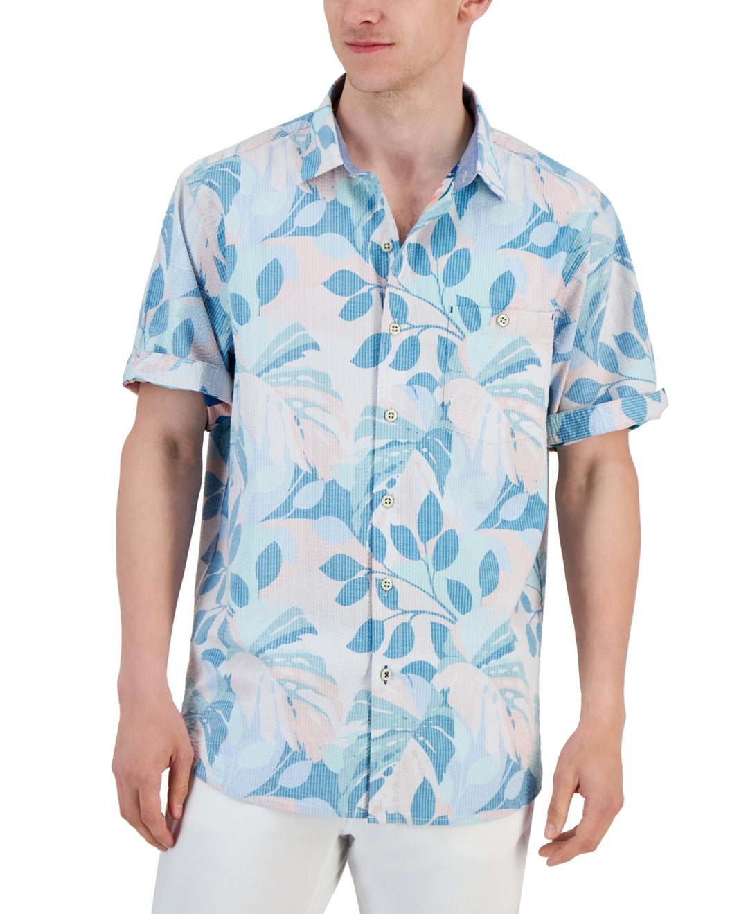 Tommy Bahama Men's Nova Wave Beach Day Blooms Shirt Blue Size Medium