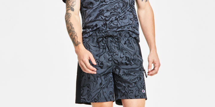 Champion Men's Printed Hybrid Water Resistant 7 Shorts Black Size XX-Large