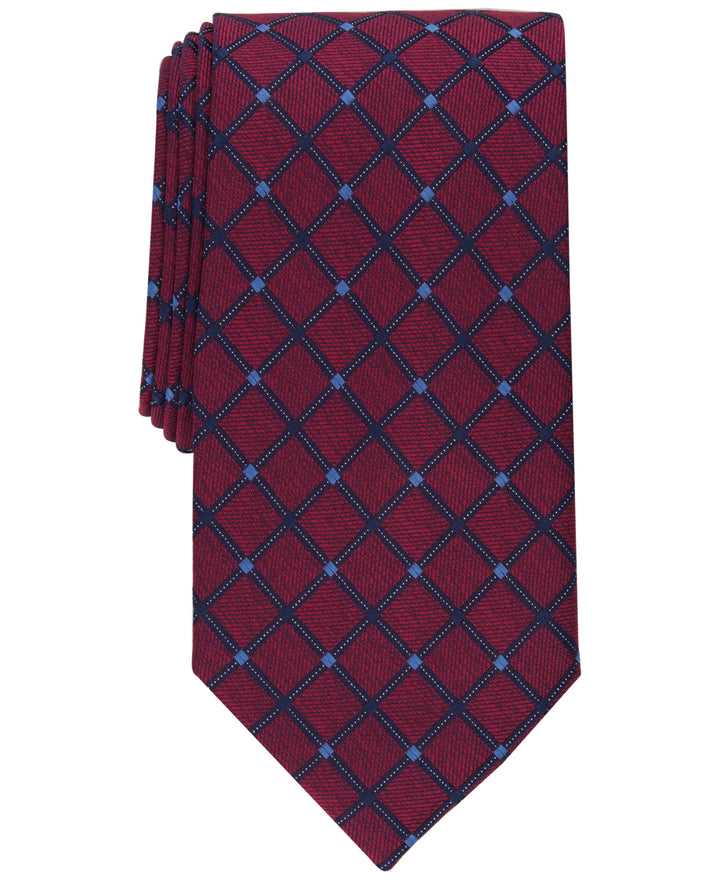 Club Room Men's Stanton Grid Tie  Red  Size Regular