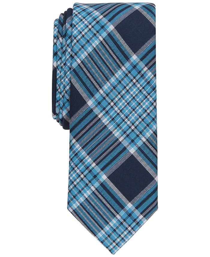 Bar III Men's Leroy Plaid Skinny Tie Blue Size Regular