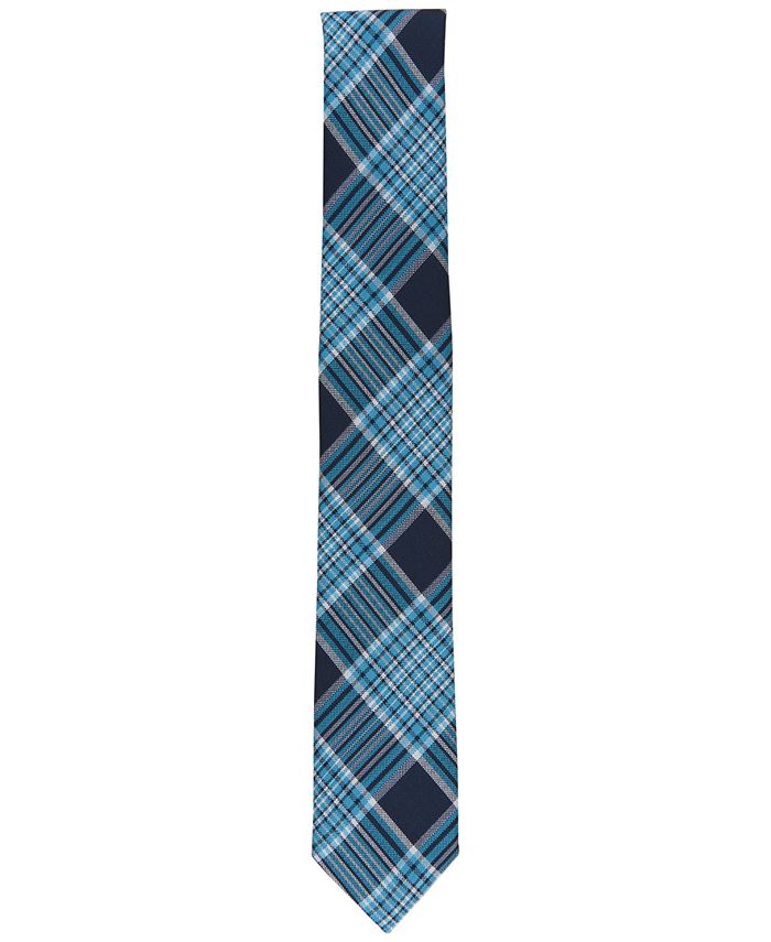 Bar III Men's Leroy Plaid Skinny Tie Blue Size Regular