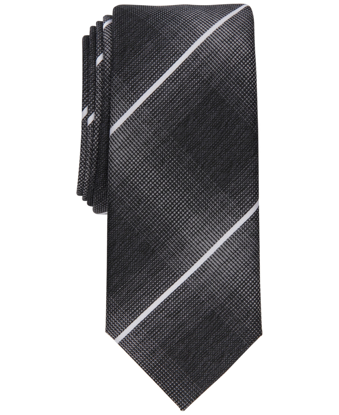 Alfani Men's Slim Plaid Tie Black  Size Regular