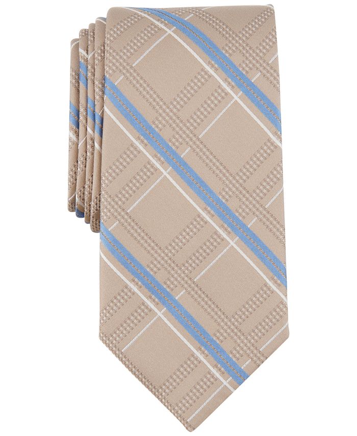 Michael Kors Men's Salerno Plaid Tie Beige Size Regular