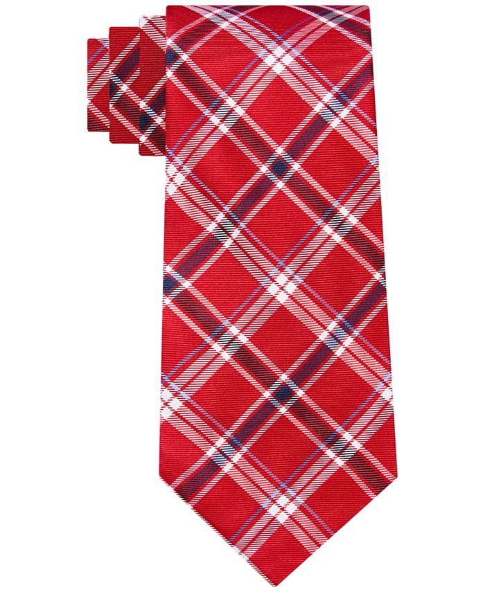 Tommy Hilfiger Men's Chicago Classic Plaid Tie Red Size Regular