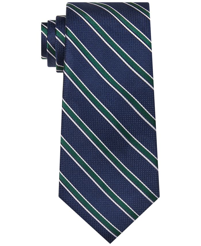 Tommy Hilfiger Men's Kingston Striped Tie Green Size Regular