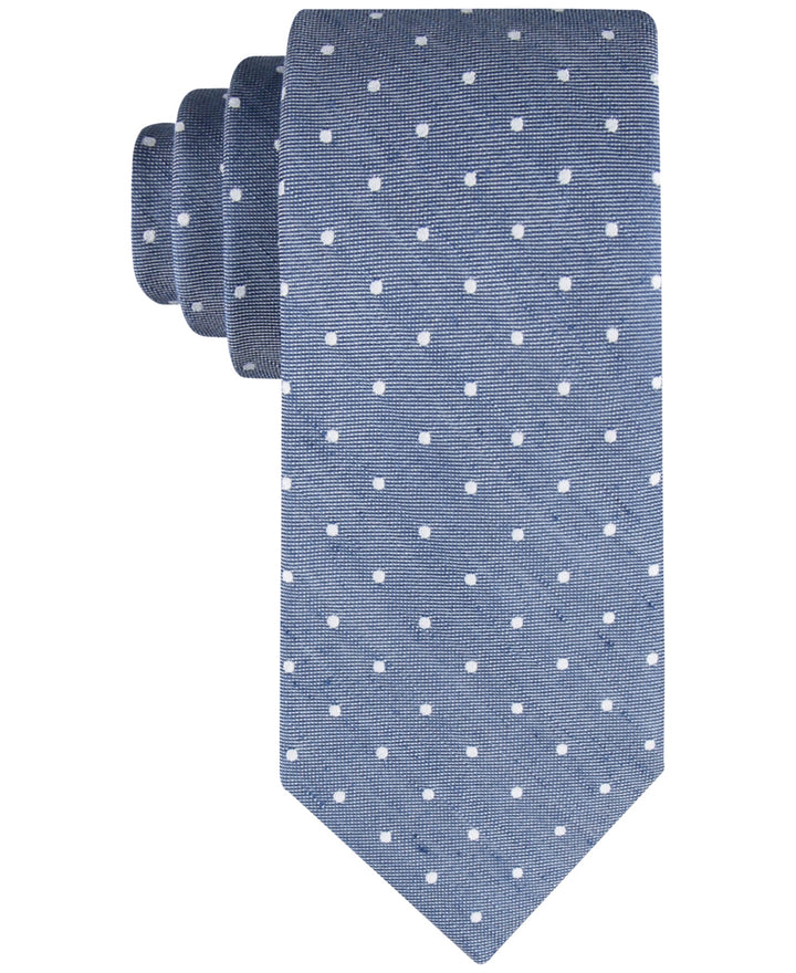 Tommy Hilfiger Men's Linen Dot Tie Blue Size Regular