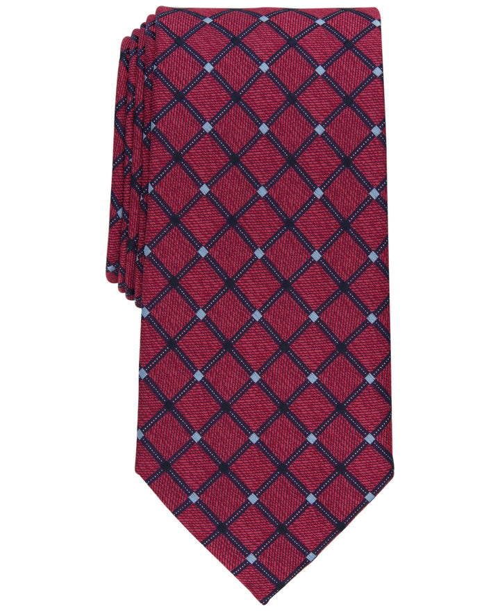 Club Room Men's Stanton Grid Tie Red  Size Regular