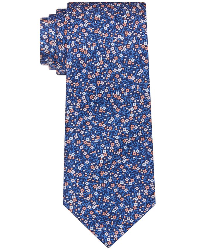 Tommy Hilfiger Men's Kai Botanical Floral Silk Tie Blue Size Regular