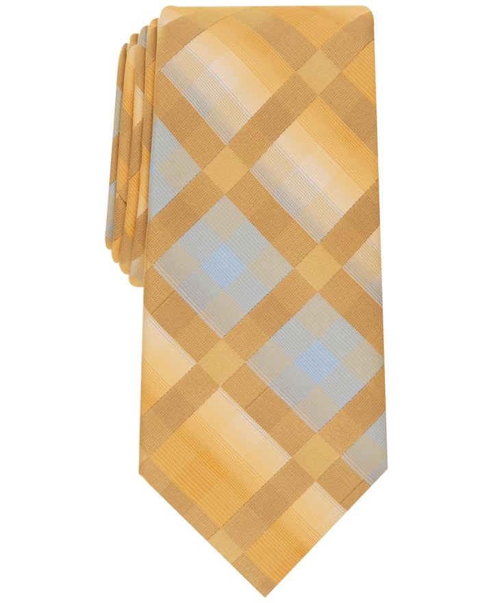 Perry Ellis Men's Lewis Modern Plaid Tie Yellow Size Regular