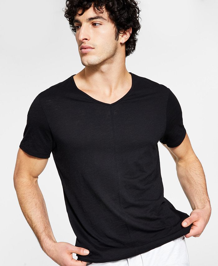 Inc International Concepts Men's Solid V-Neck T-Shirt Black Size S