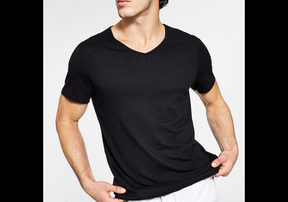 Inc International Concepts Men's Solid V-Neck T-Shirt Black Size S