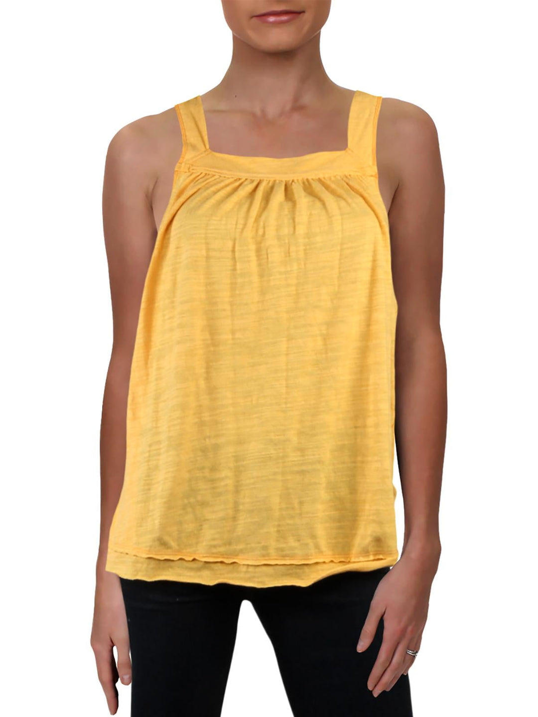 We The Free Womens Good For You Slub Solid Tank Top Yellow Size S