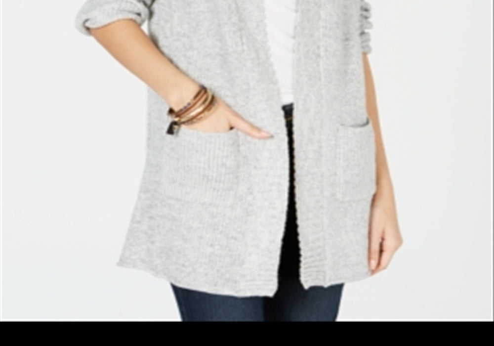 Style & Co Open-Front Completer Cardigan Gray Size XXL