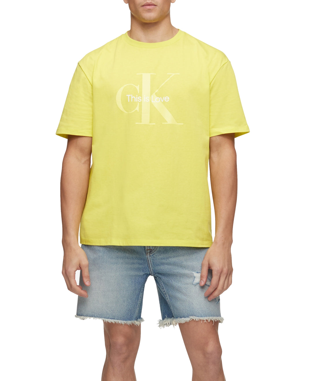 Calvin Klein Men's Pride Logo-Print T-Shirt Yellow Size S